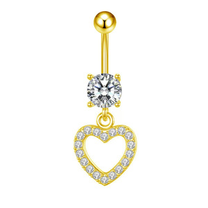 1 pièce <span class=keywords><strong>Piercing</strong></span> de <span class=keywords><strong>nombril</strong></span> en acier inoxydable avec zircon doré, bijou de corps pour femme, pendentif papillon et cœur, idéal pour les fêtes et les mariages - Product Image 3
