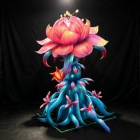 Lanternes de fleurs exotiques de la forêt tropicale, en tissu de soie fait main, avec lumière LED, décorations de festival en plein air pour Halloween et la remise des diplômes