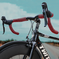 Pita Setang Sepeda MUQZI Ultra Ringan, Bernapas, untuk Sepeda Fixed Gear, Dilengkapi 2 Penutup Setang