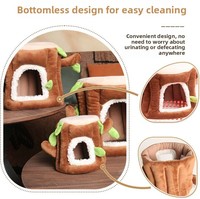 Nouveau Repaire Hivernal pour Petits Animaux en Forme de Souche d'Arbre, Nid de Sommeil et de Jeu Semi-fermé Multi-tailles pour Hamster et Lapin - Vente en Gros