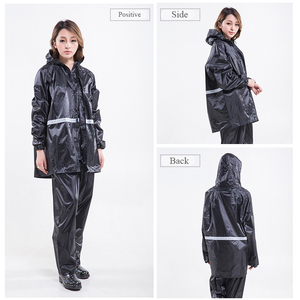 Ensemble imperméable pour femme en polyester avec fermeture éclair, capuche réfléchissante, idéal pour la moto, la randonnée, le camping et les excursions – Manteau et pantalon de pluie épaissis - Product Image 3
