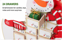 Calendrier de l'Avent personnalisé en bois en forme de bonhomme de neige, 24 tiroirs rechargeables, décoration de table pour compte à rebours de Noël, fournisseur en gros