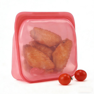 ถุงเก็บอาหารซิลิโคนใสสีแดงสีเขียวใช้กับไมโครเวฟได้ภาชนะปิดผนึกแบบใช้ซ้ำได้สำหรับการเตรียมอาหารในครัว - Product Image 5