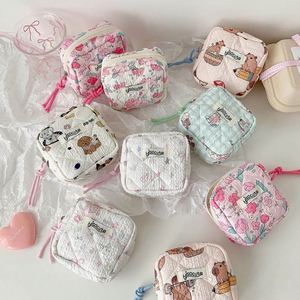Small Cotton Quilted Small Floral Zipper Lipstick Holder Bag Quilted Mini Cotton Makeup Pouch for <b>Purse</b> - Product Image 2