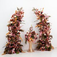 Arche de mariage en fleurs artificielles rose automne, faite à la main, réglable et amovible, pour décoration florale de fond et arrangement de table d'allée