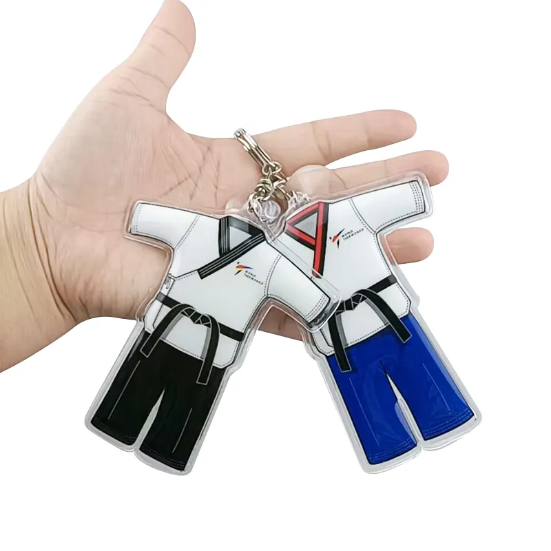 Benutzer definierte Kampfkunst Promotion Geschenk gürtel Taekwondo Karate Judo Mini Uniform Schlüssel bund