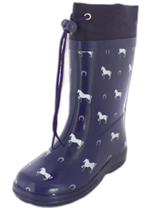 Bottes de pluie en caoutchouc pour femmes, hauteur genou, imprimé cheval, antidérapantes, imperméables, pour la marche en extérieur - Product Image 2