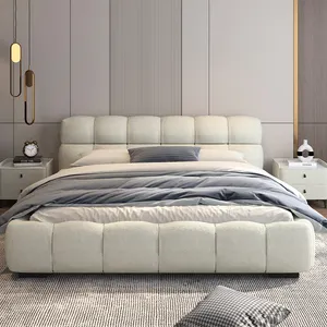 चांदनी शीर्ष इतालवी डिजाइन प्रविष्टि लक्स लाइट लक्जरी ग्रिड डिजाइन कपड़े/पु/चमड़े के राजा/जुड़वां/डबल असबाब आधुनिक बिस्तर बिक्री के लिए