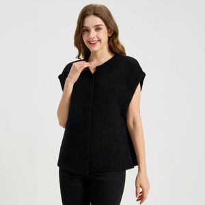 Women's Batwing Sleeve Rib Knit <b>Cardigan</b> <b>Button</b> up Collar Solid Color for Autumn Wear 100% Cashmere Casual - Product Image 2