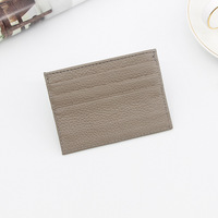 Dompet Kartu Wanita Desainer Murah Warna Kustom Kulit Asli Tekstur Litchi Tempat Kartu Tipis Dompet Kartu Kredit