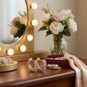 Orecchini a Cerchio Placcati Oro Jacobs con Cristalli e Strass Taglio Brillante Rotondo per Donna, Gioielli alla Moda per Feste - Product Image 2