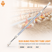 Lampe LED tubulaire pour élevages de volailles 48V DC, gradation 0-100%, sans scintillement, IP67, pour poulaillers commerciaux