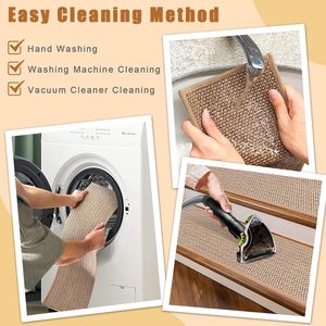 Faux Linen <strong>Stair</strong> <strong>Treads</strong> <strong>for</strong> Wooden Steps Indoor 8" X 30" <strong>Stair</strong> <strong>Carpet</strong> Rug Non Slip, Machine Washable <strong>for</strong> Kids Elders and Pets - Product Image 2