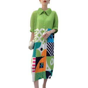 Nuovo Arrivo Autunnale: Abito Midi da Donna in Poliestere con Motivo Geometrico, Plissettato, Ampio, <span class=keywords><strong>Taglie</strong></span> <span class=keywords><strong>Forti</strong></span>, alla Moda e <span class=keywords><strong>Giovanile</strong></span> - Product Image 5