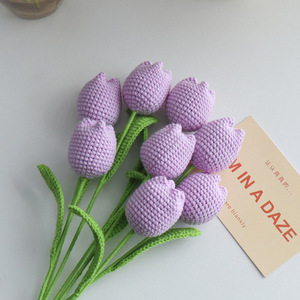 Bouquet de tulipes en crochet fait main créatif, décoration de mariage, fleur artificielle en crochet - Product Image 1