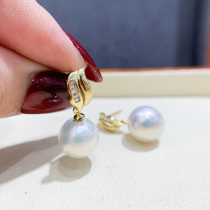 WENCHI S925 <b>Silver</b> DIY Pearl Accessories Empty Tray with 9-13mm Round Beads Fashionable <b>Earrings</b> Model 11272 Made in China - Product Image 2