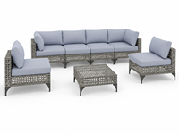Ensemble de jardinage ajouré avec coussins moelleux, sept pièces, comprenant six chaises et une table