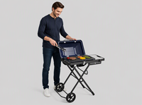Barbecue à gaz portable moderne de style coréen en acier, 2 brûleurs, commande par bouton, réglable, avec plaque de cuisson et sécurité flamme