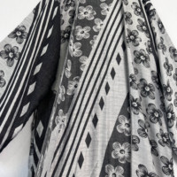 Ensemble Abaya Cardigan Châle en Polyester Jacquard Floral Bohème, Aspect Artisanal, Long et Charmant, Vêtement de Fête Élégant pour la Maison