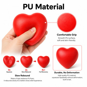 Pelota Antiestrés de Espuma Suave con Logotipo Personalizado en Forma de Corazón, Juguete para Aliviar el Estrés, Regalo Promocional para Eventos Médicos y Benéficos - Product Image 2