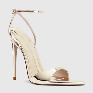 Sandales à talons hauts en cuir PU noir pour femmes, sandales ouvertes sexy pour soirée, chaussures habillées élégantes pour femmes et dames - Product Image 2