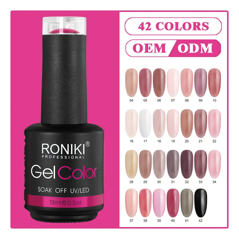 RONIKI Oem Resin Original Easy Soak Off Uv Gel Nude Crystal Mixed Color Odorless Nail Gel Polish For Nail Supplies Salon