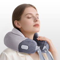 Oreiller de massage électrique chauffant rechargeable CE RoHS pour le cou et les épaules, design gonflable en forme de U avec airbag, idéal pour les voyages et le bureau