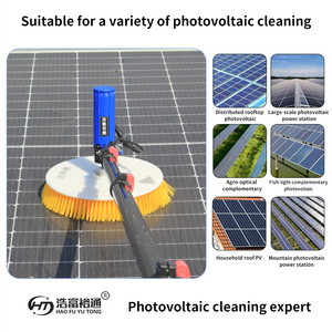 [Certifié CE] Brosse de nettoyage de panneaux solaires électriques 35 cm, à disque unique rotatif, avec perche télescopique portative, pour nettoyage humide/sec de panneaux photovoltaïques - Product Image 4