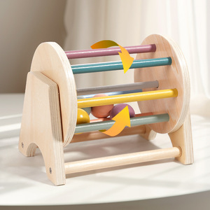 Jouets Montessori en bois naturel pour bébés, jouets éducatifs précoces pour tout-petits, tambour de bureau arc-en-ciel pour enfants, vente en gros - Product Image 6