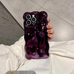 Sang Trọng <span class=keywords><strong>3D</strong></span> Electroplated Thiên Thạch Mô Hình Điện Thoại Trường Hợp Đối Với iPhone 13 14 15 16 17 Pro Max Glossy Laser Chống Sốc Bumper Mềm Bìa - Product Image 4