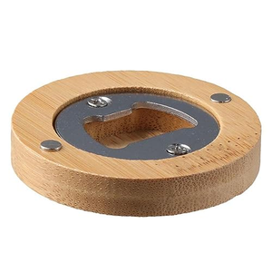 Décapsuleurs en bois personnalisés avec logo gravé, forme ronde, aimant de réfrigérateur, décapsuleur en bois pour la vente en gros - Product Image 2