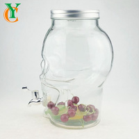 Pot en verre de 5l avec couvercle métallique et bouche d'eau, récipient de stockage transparent et avec couvercle de 1.3 gallons