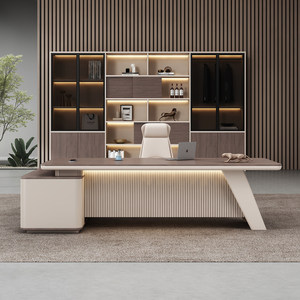 Conjunto de Escritorio y Silla de Oficina <span class=keywords><strong>Bosss</strong></span>, Escritorio Moderno Ejecutivo en Forma de L, Muebles Comerciales de Alta Gama - Product Image 2