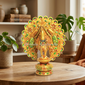 Nirmala Handicrafts High Quality Decorative Hand-Painted Wooden Peacock <b>Fridge</b> <b>Magnet</b> Modern Indian Handicraft Peacock Decor - Product Image 1