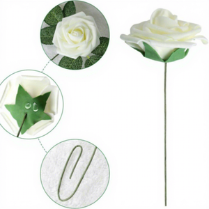 DREA Fiori di Rosa in Schiuma Multicolore con 2 Foglie Verdi, Articoli Regalo Artificiali all'Ingrosso per la Festa della Mamma e San Valentino - Product Image 2