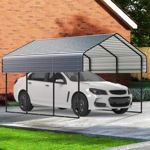 Abri de voiture en métal robuste de 10'x15', <span class=keywords><strong>garage</strong></span> extérieur, abri de voiture avec cadre plus lourd, toit galvanisé pour voitures et bateaux - Product Image 1