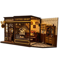 Kit de maison miniature DIY, mini kit de maison DIY, boutique de café britannique, modèle de puzzle en bois 3D, jouet cadeau