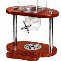 Distributeur de nourriture sèche en acier inoxydable de 3,5 L pour grains de café en vrac, céréales et noix, avec un récipient en PC pour les buffets, base en bois
