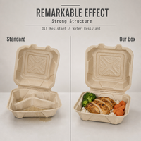 Boîte alimentaire à charnière en bagasse de canne à sucre compostable et écologique, 30 oz, résistante à l'eau et à l'huile, micro-ondable, pour plats à emporter