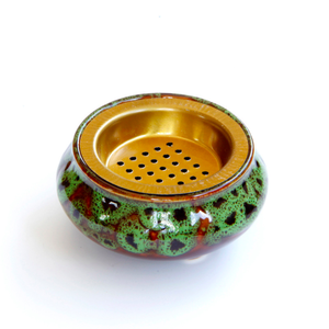 Quemador de Incienso de Cerámica Multicolor con Base de Metal Dorado, Estilo Antiguo, Nuevo de Fábrica - Product Image 3