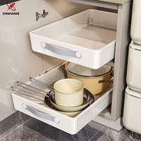 Étagère de rangement de cuisine rectangulaire Xinhang grande capacité, boîte de rangement coulissante au design moderne, couleur blanche, plastique multifonctionnel