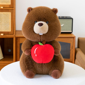 Peluche Marmottone Gluttonoso con Mais e Mela, Animale in Peluche Corto, Simpatico Regalo di Compleanno per Bambini - Product Image 4