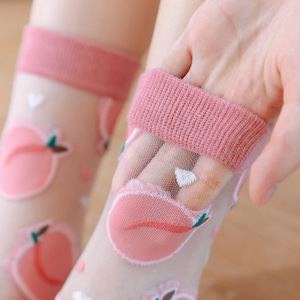 2021 plus récent fruit élastique mignon été chaussettes cristal Transparent soie chaussettes femmes - Product Image 3