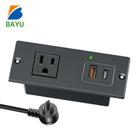 Einbau-Steckdose mit 10A Einzelsteckplatz und 2 USB-Anschlüssen, Flammhemmende Verlängerung, 110-250V Elektrische Desktop-Steckdose für Zuhause und Büro