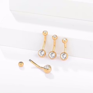 G23 anelli per ombelico in titanio Anelli per ombelico con bilanciere di cristallo gioielli per <span class=keywords><strong>Piercing</strong></span> alla <span class=keywords><strong>pancia</strong></span> per donne Sexy <span class=keywords><strong>Piercing</strong></span> all'ombelico 14G - Product Image 5