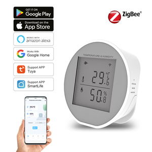 Tuya Zigbee Temperature Humidity Sensor Indoor Hygrometer <b>Thermometer</b> Detector LCD Screen <b>Smart</b> Life App Battery Or USB Powered - Product Image 1