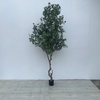 Arbre d'eucalyptus artificiel sur mesure, grand format, pour décoration intérieure, en plastique, style bonsaï, idéal pour les fêtes d'anniversaire, aspect faux Dollar d'argent