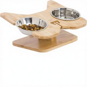 Soporte de Madera Natural para 2 Comederos Elevados Antideslizantes y Duraderos para Perros y Gatos Pequeños, Ecológico, Ideal para Fiestas - Product Image 3
