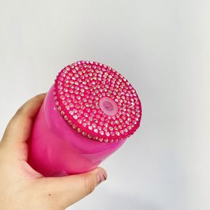 Couvercles en plastique acrylique PP colorés et ornés de strass pour bocaux en verre avec trou pour paille – Expédition depuis l'entrepôt américain - Product Image 5