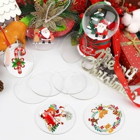 Disque rond transparent en acrylique avec motifs de Noël imprimés UV, perforé au laser, feuille de plastique PMMA